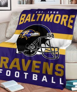 Mockup Blanket 1 BLK0103 Baltimore Ravens NFL Football Team Helmet Blanket