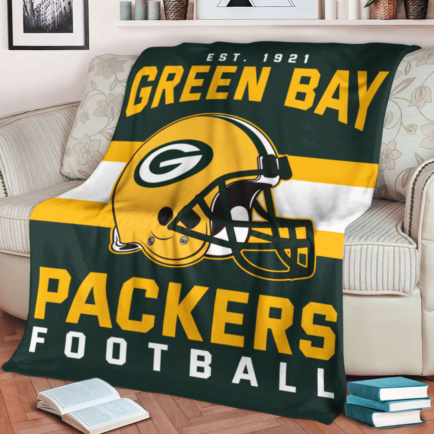 Green Bay Packers NFL Football Team Helmet Blanket
