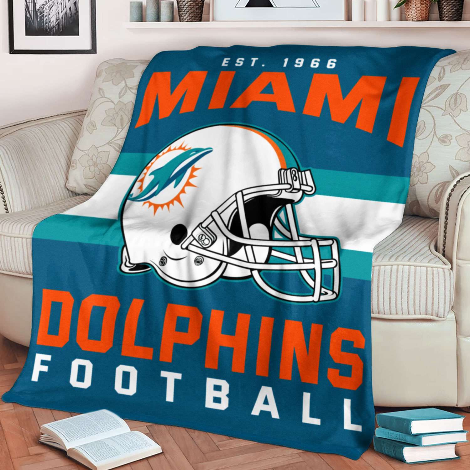 Miami Dolphins NFL Football Team Helmet Blanket