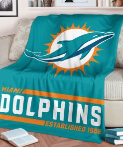 Mockup Blanket 1 BLK0220 Miami Dolphins Established Logo Blanket