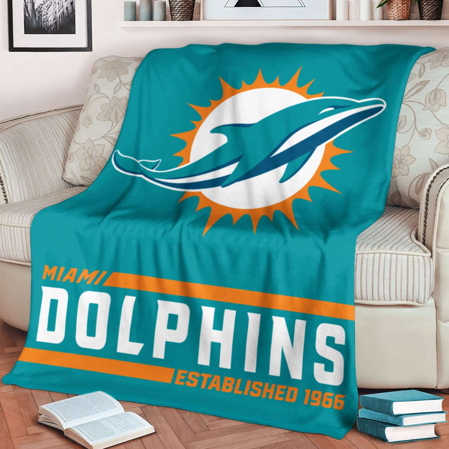 Miami Dolphins Blanket 60x80 Slant Design - SWIT Sports