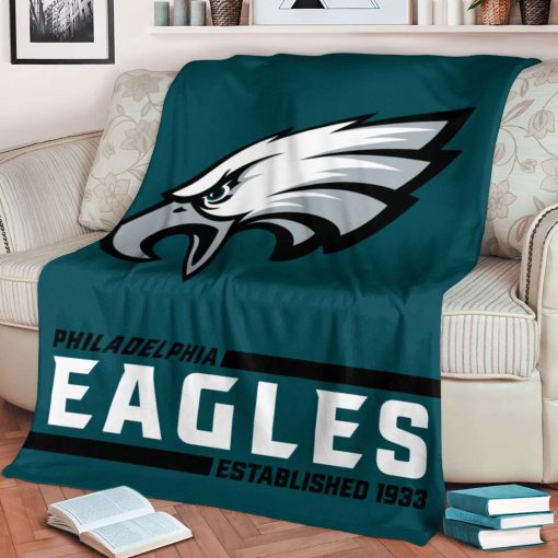 Mockup Blanket 1 BLK0226 Philadelphia Eagles Established Logo Blanket