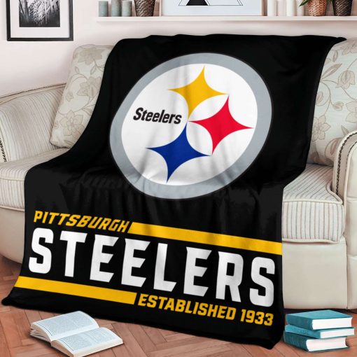 Mockup Blanket 1 BLK0227 Pittsburgh Steelers Established Logo Blanket