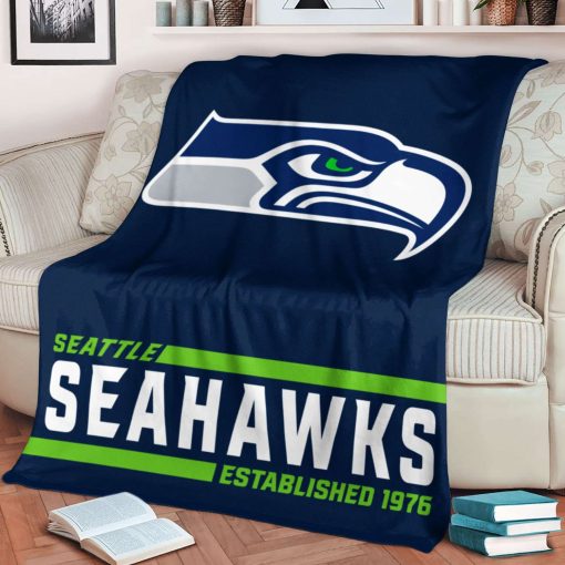 Mockup Blanket 1 BLK0229 Seattle Seahawks Established Logo Blanket