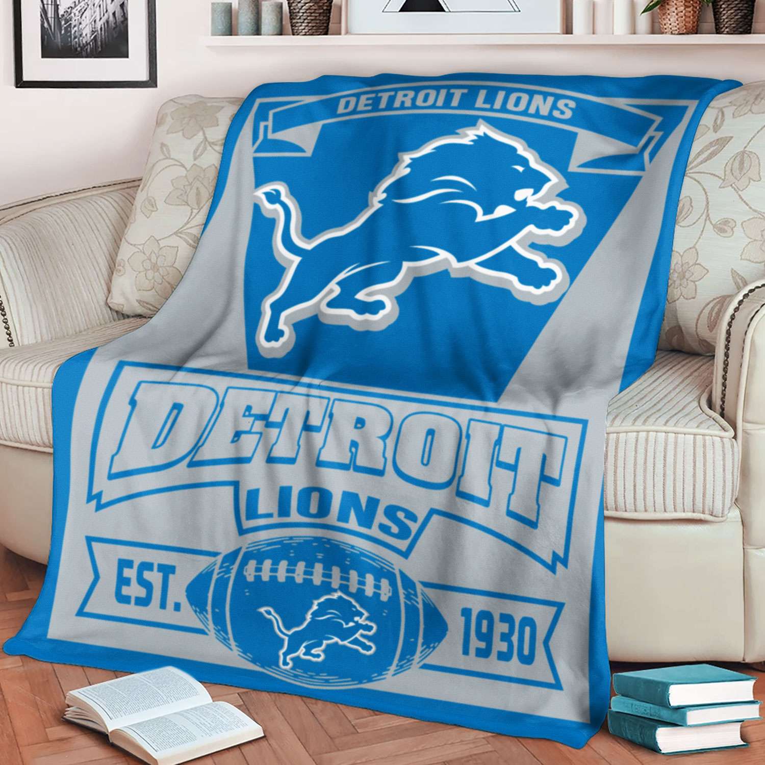 NFL Detroit Lions NFL Football Sherpa Fleece Blanket –