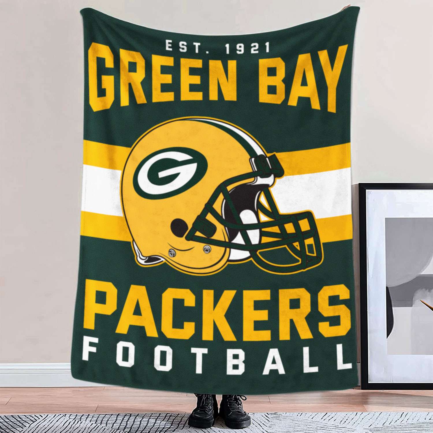Green Bay Packers NFL Football Team Helmet Blanket