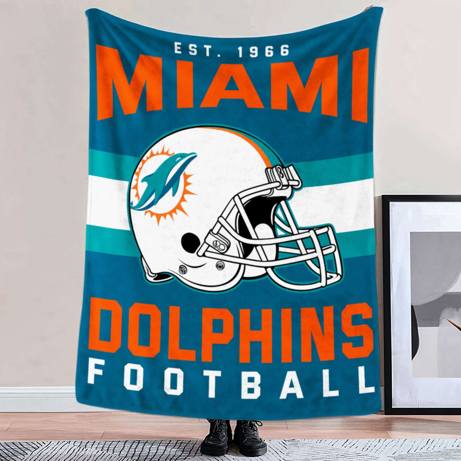 Miami Dolphins NFL Football Team Helmet Blanket