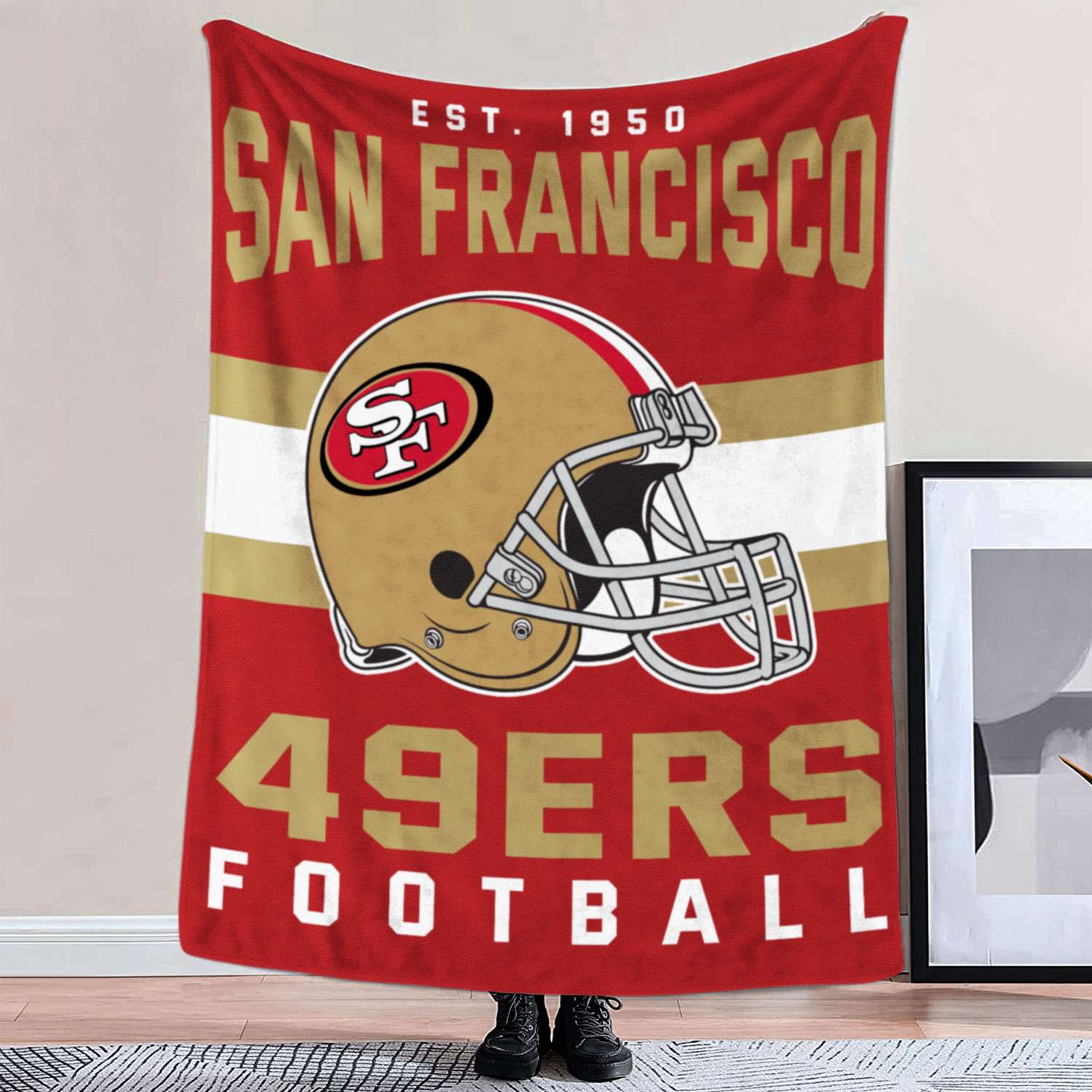 NFL San Francisco 49ers Helmet Stripes Flannel Fleece Blanket