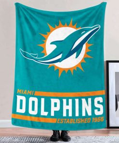 Mockup Blanket 2 BLK0220 Miami Dolphins Established Logo Blanket