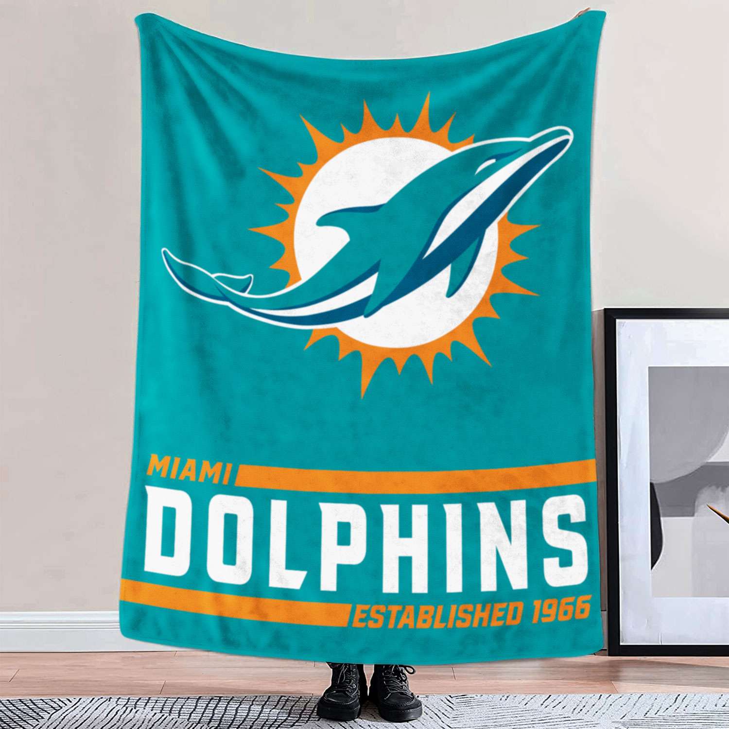 Nfl Team Logo Miami Dolphins Team Fleece Blanket - Inktee Store in