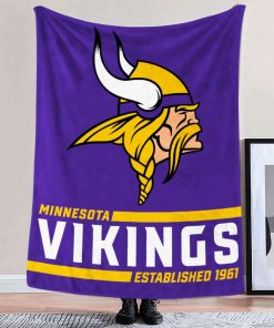 Mockup Blanket 2 BLK0221 Minnesota Vikings Established Logo Blanket