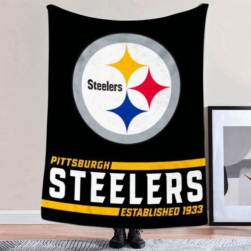 Mockup Blanket 2 BLK0227 Pittsburgh Steelers Established Logo Blanket