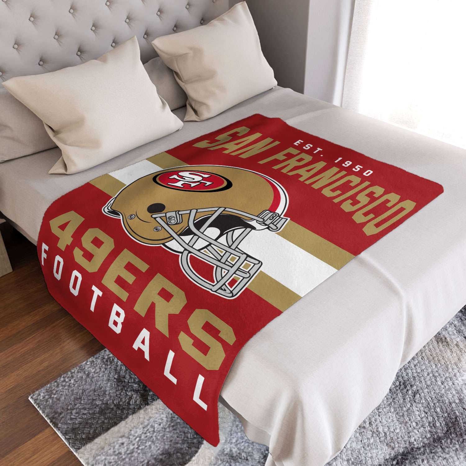 NFL San Francisco 49ers Helmet Stripes Flannel Fleece Blanket