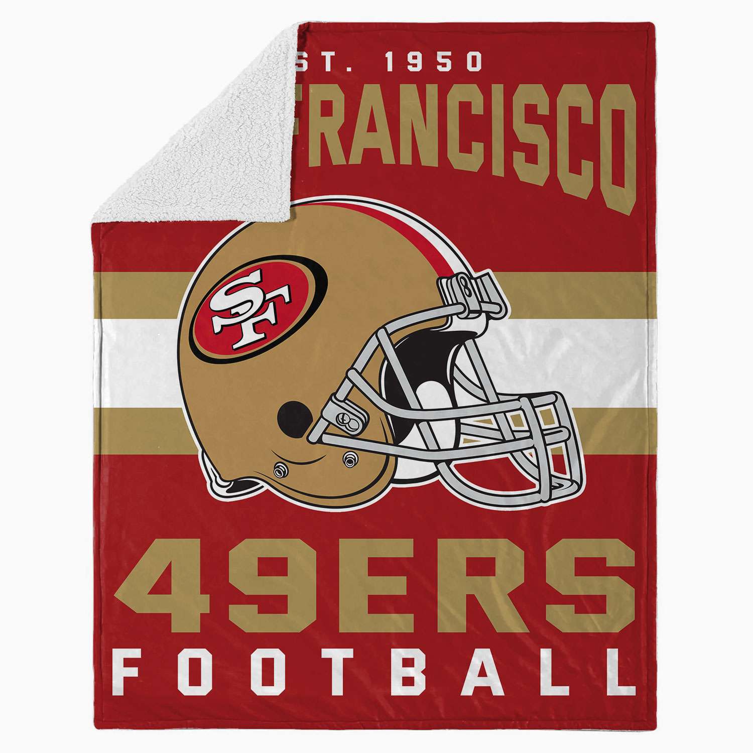 San Francisco 49ers Forty Niners Fleece Throw Blanket 50 x 50 Helmet  Lights