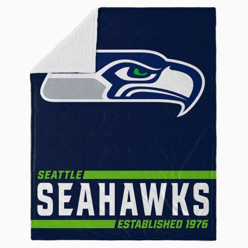 Mockup Blanket 4 BLK0229 Seattle Seahawks Established Logo Blanket