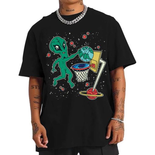 Mockup T Shirt 1 MEN BASK02 Alien Playing Space Basketball