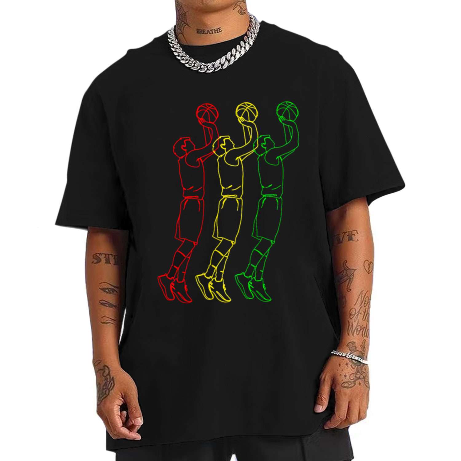 Basketball Player Line Art T-shirt