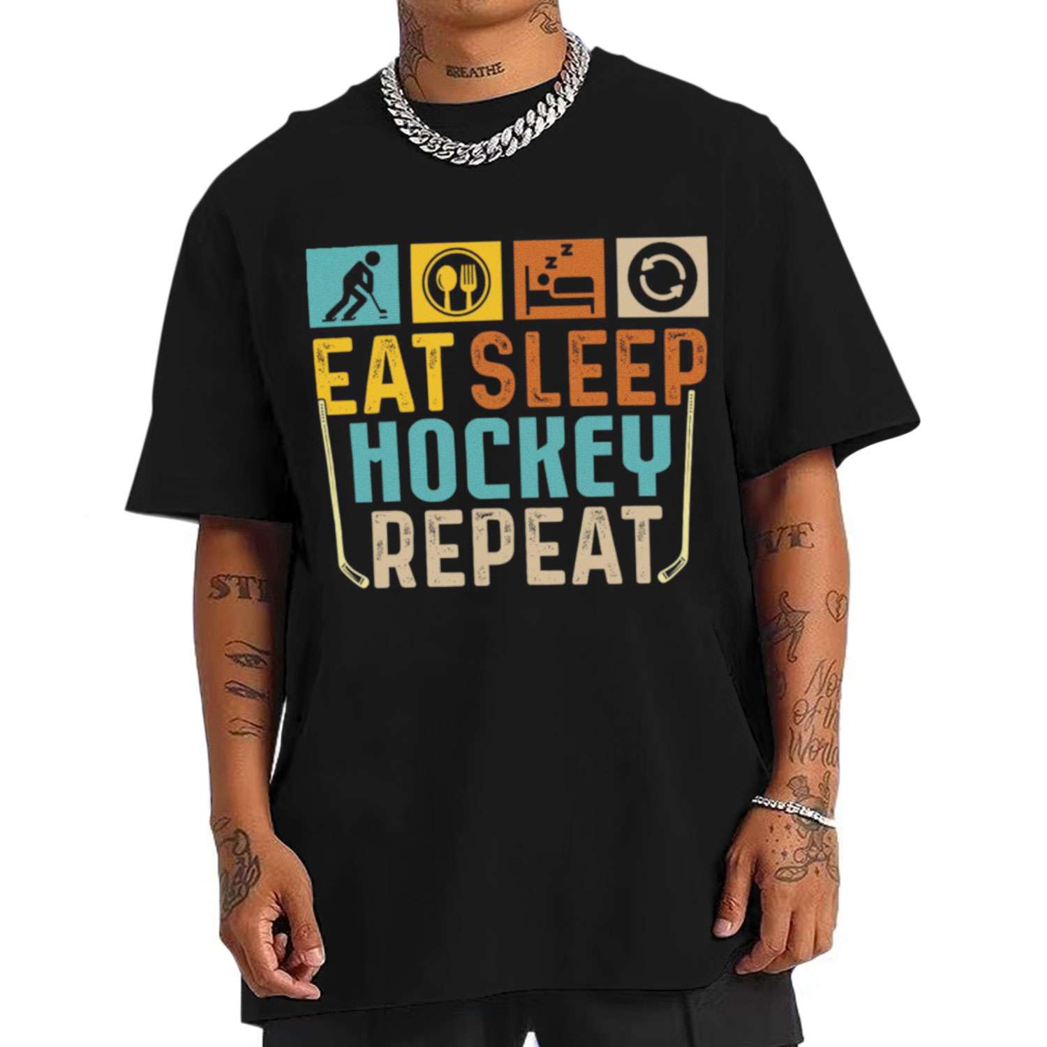 Eat Sleep Hockey Repeat Vintage T-shirt