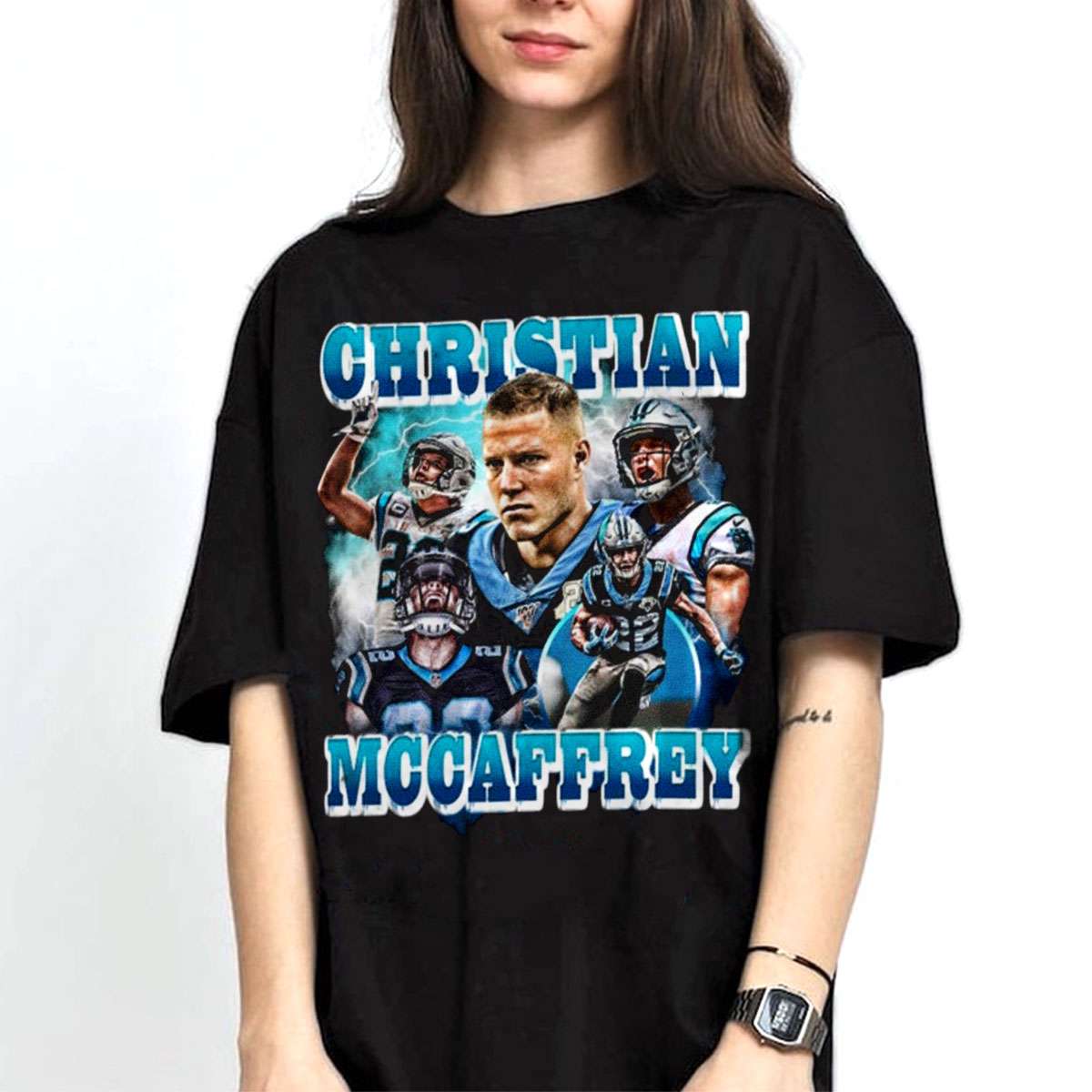 Carolina Panthers Shirt Mens Large Blue NFL Football Christian McCaffrey  NEW