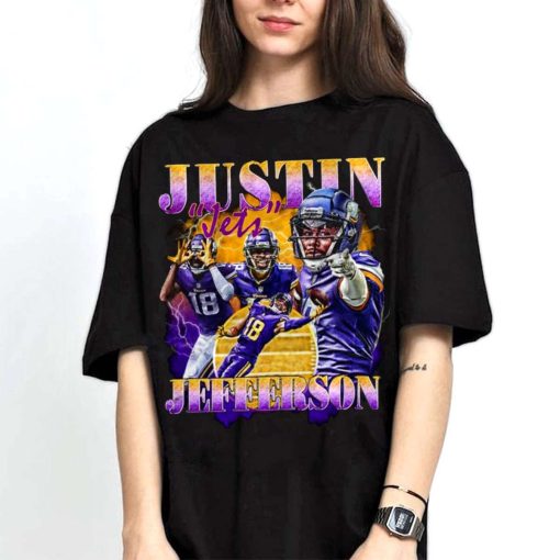 Mockup T Shirt 2 TSBN016 Justin Jefferson Bootleg Style Minnesota Vikings