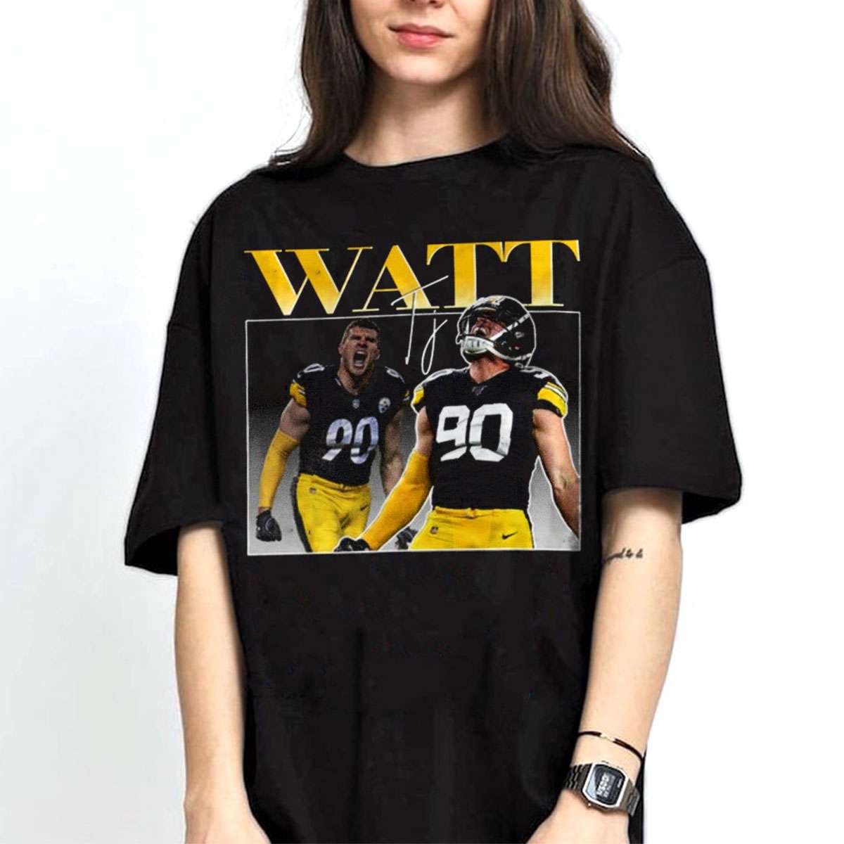 TJ Watt 90 Pittsburgh Steelers football retro poster shirt, hoodie,  sweater, long sleeve and tank top