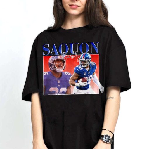 Mockup T Shirt 2 TSBN055 Saquon Barkley Bootleg Style New York Giants