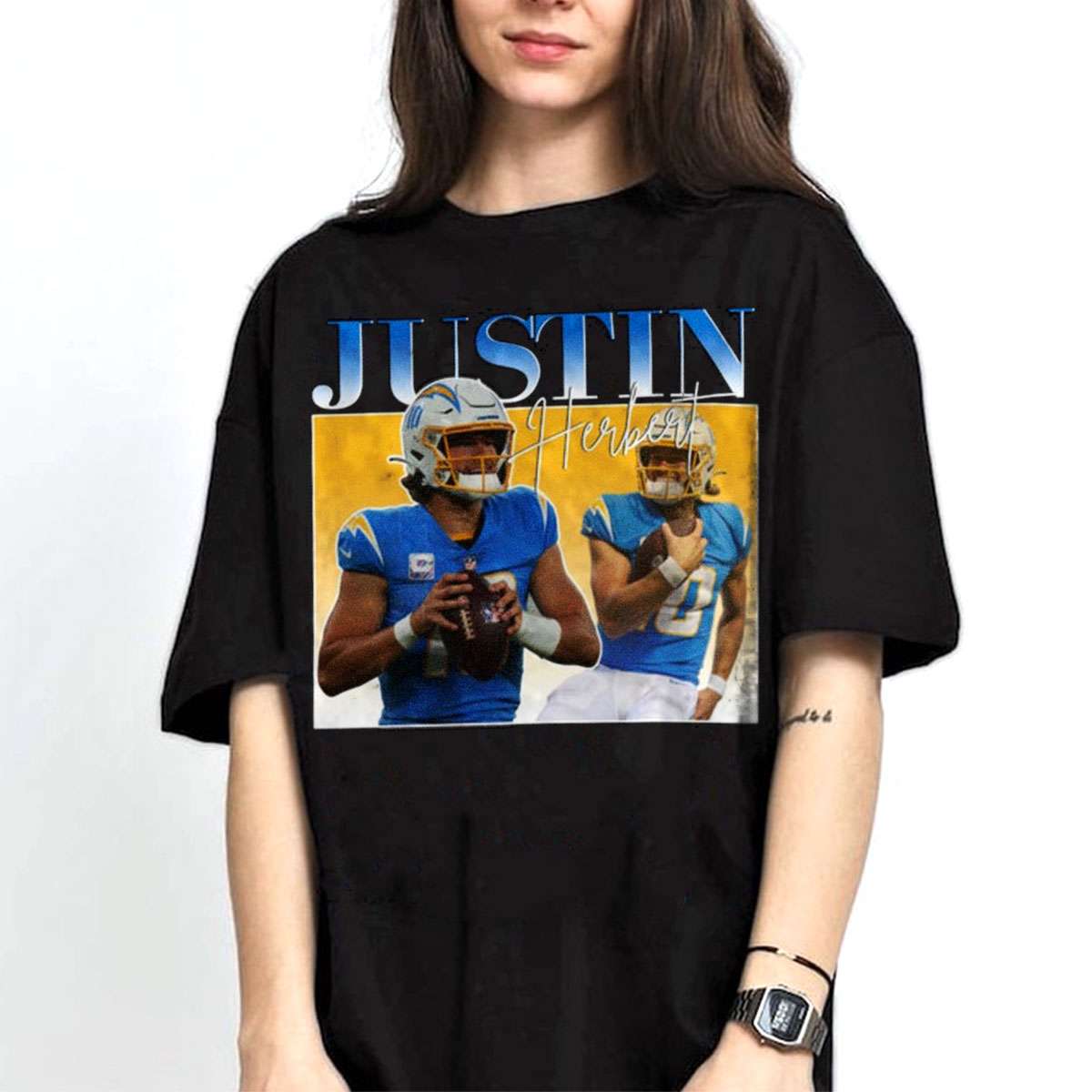 Justin Herbert Vintage Bootleg Style Los Angeles Chargers T-Shirt