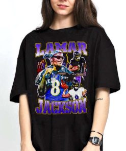 Mockup T Shirt 2 TSBN095 Lamar Jackson Vintage Retro Style Baltimore Ravens