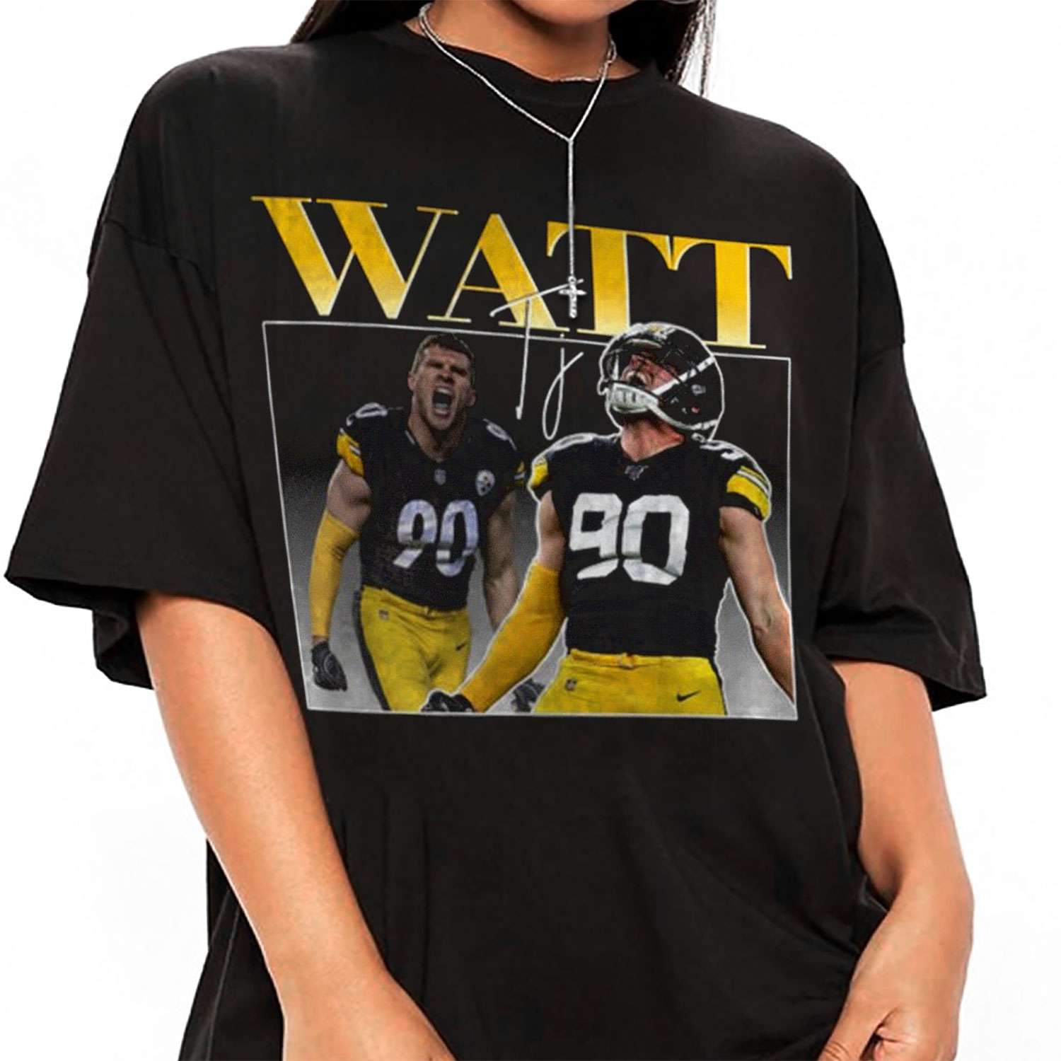 TJ Watt 90 Pittsburgh Steelers football retro poster shirt, hoodie