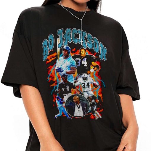 Mockup T Shirt 3 TSBN094 Bo Jackson Vintage Retro Style Las Vegas Raiders