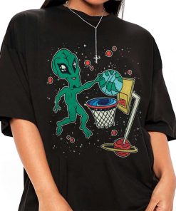 Mockup T Shirt GIRL BASK02 Alien Playing Space Basketball
