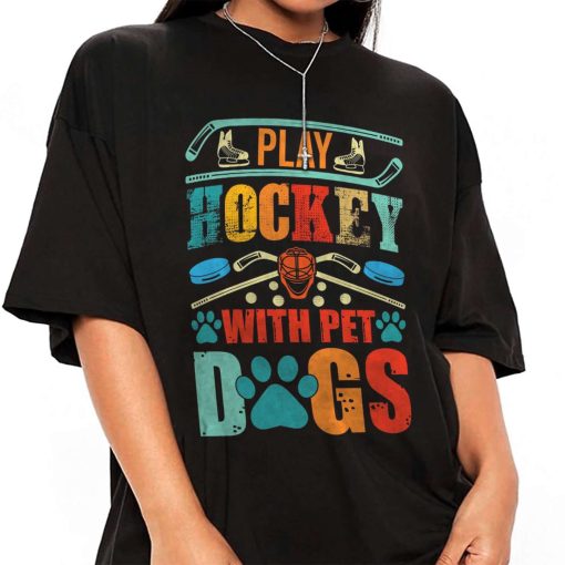 Mockup T Shirt GIRL ICEH18 Play Hockey With Pet Dogs