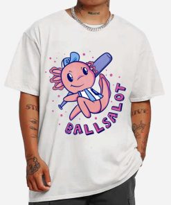 Mockup T Shirt MEN 1 BASE23 Axolotl Playing Baseball