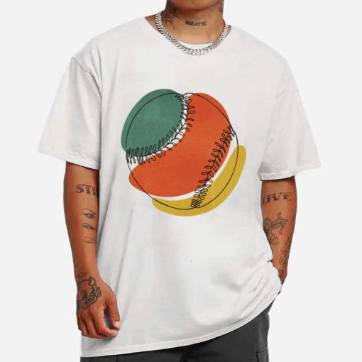 Mockup T Shirt MEN 1 BASE24 Baseball Ball Continuous Line