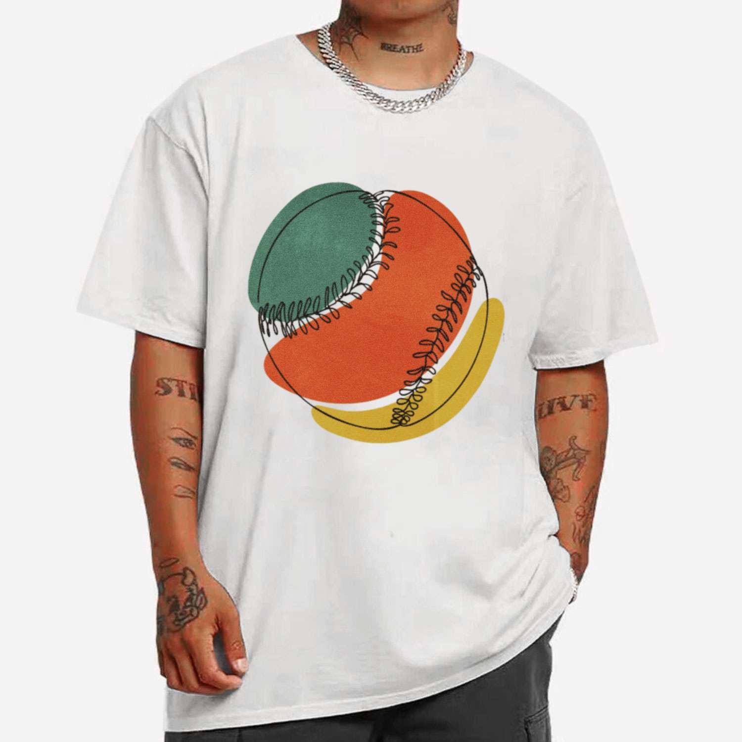 Baseball Ball Continuous Line T-shirt