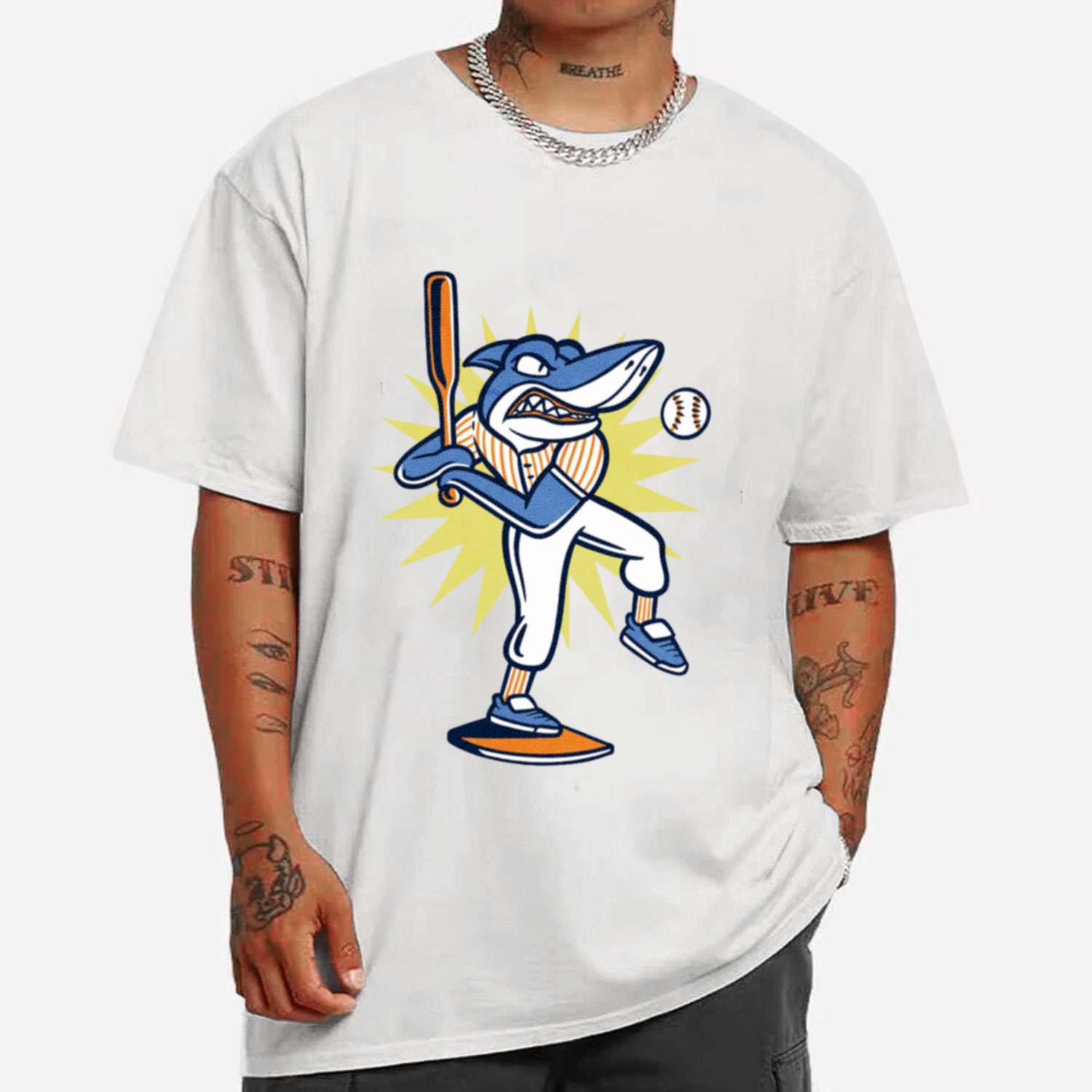 Baseball Player Shark T-shirt