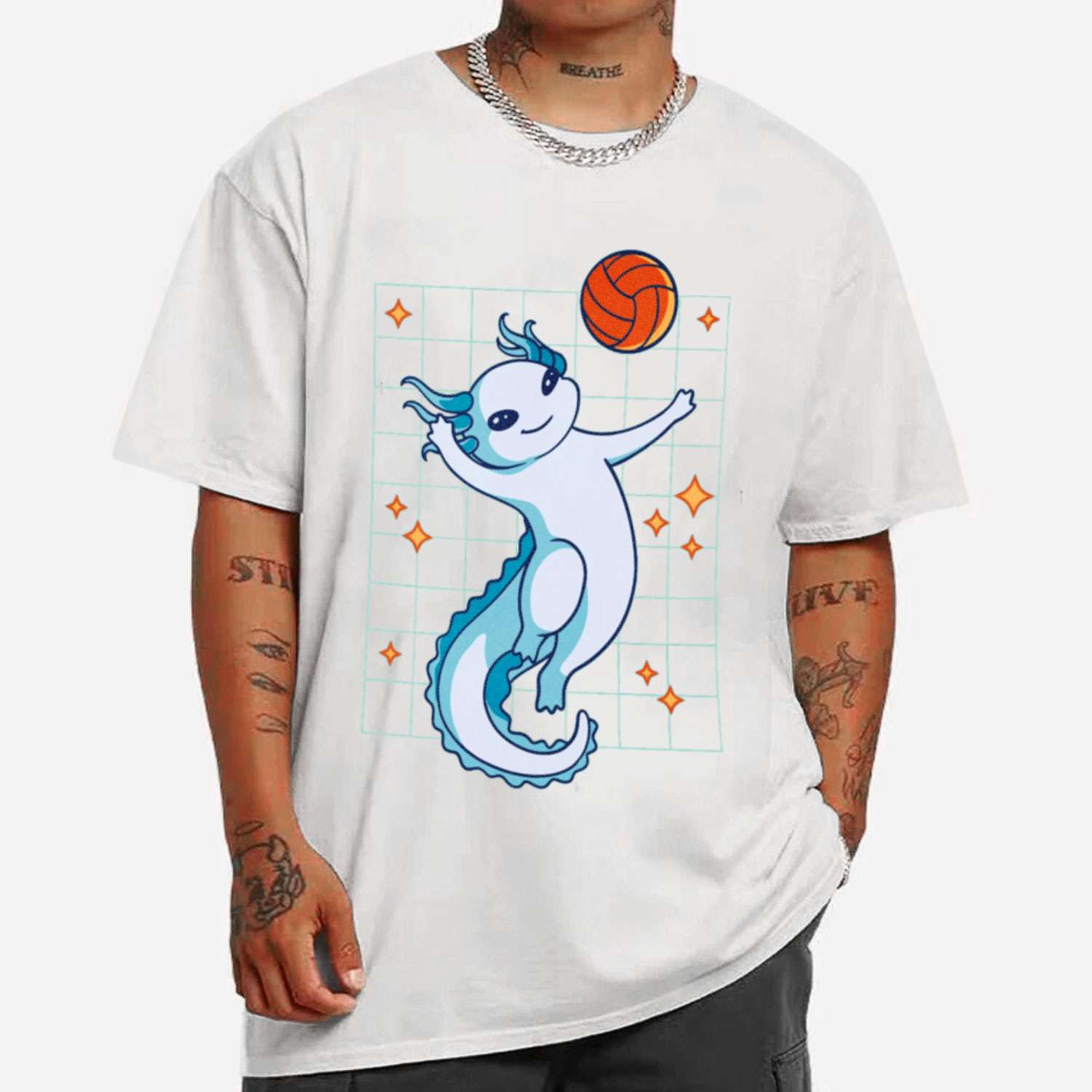 Axolotl Playing Basketball T-shirt