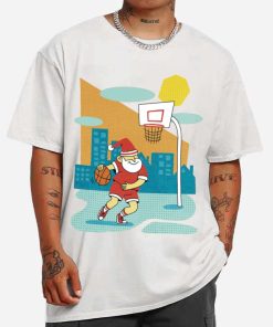 Mockup T Shirt MEN 1 BASK47 Santa Playing Basketball