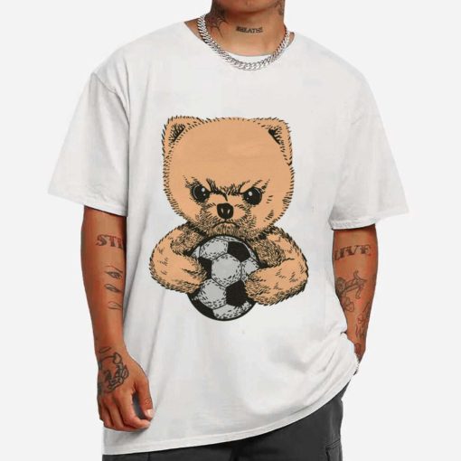 Mockup T Shirt MEN 1 SOCC14 Angry Teddy Bear With Soccer Ball