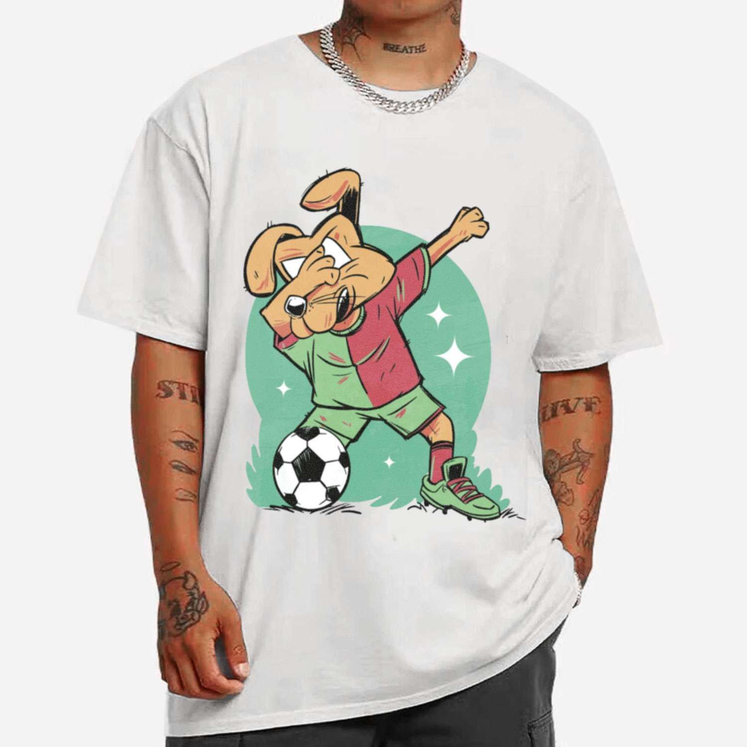 Dog Playing Soccer And Dabbing T-shirt
