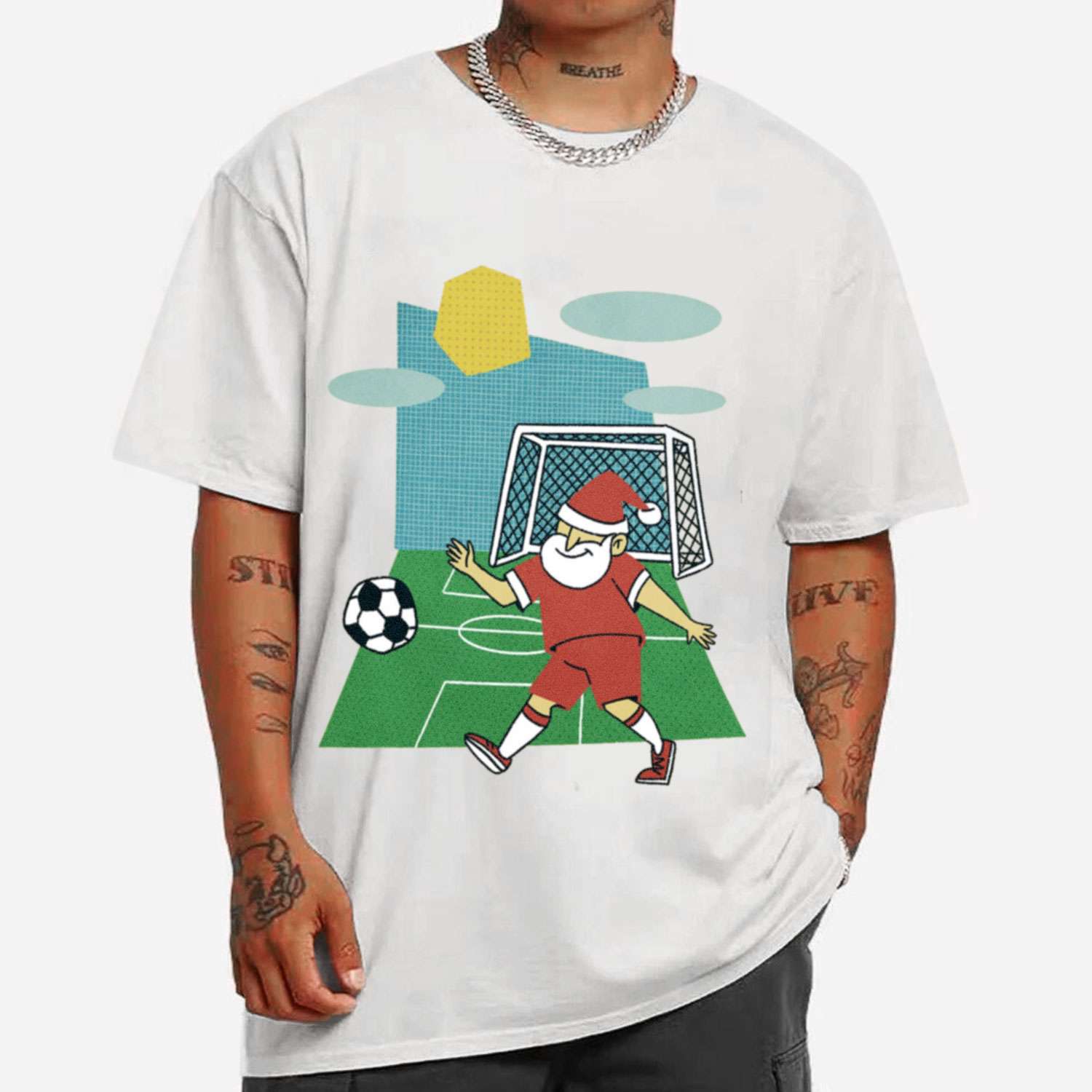 Santa Claus Playing Soccer T-shirt
