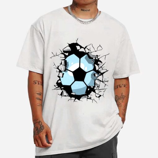 Mockup T Shirt MEN 1 SOCC34 Soccer Ball Breaking Wall