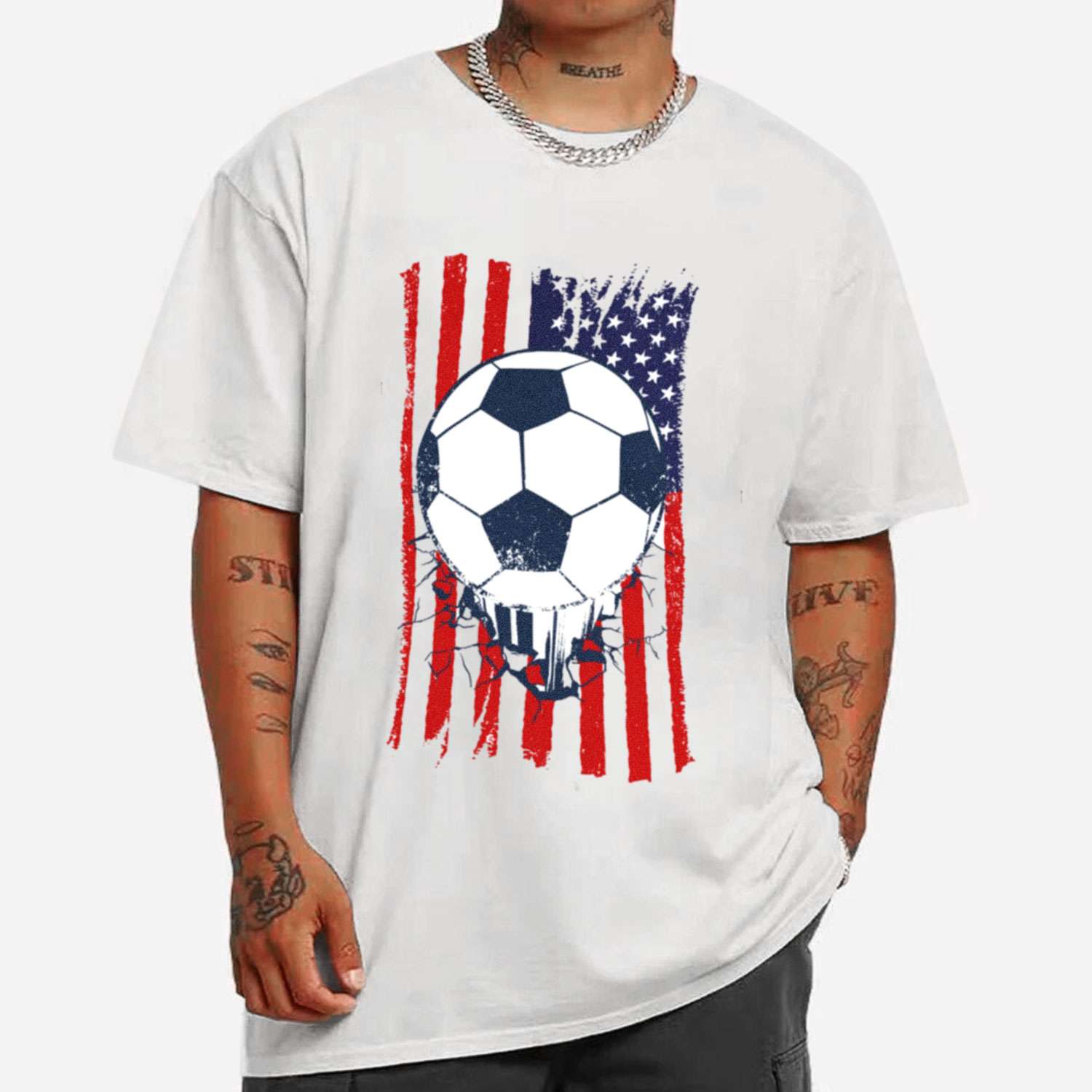 USA Flag Soccer Broken T-shirt