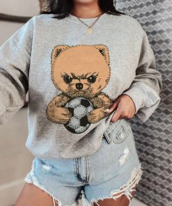 Mockup T Sweatshirt SOCC14 Angry Teddy Bear With Soccer Ball