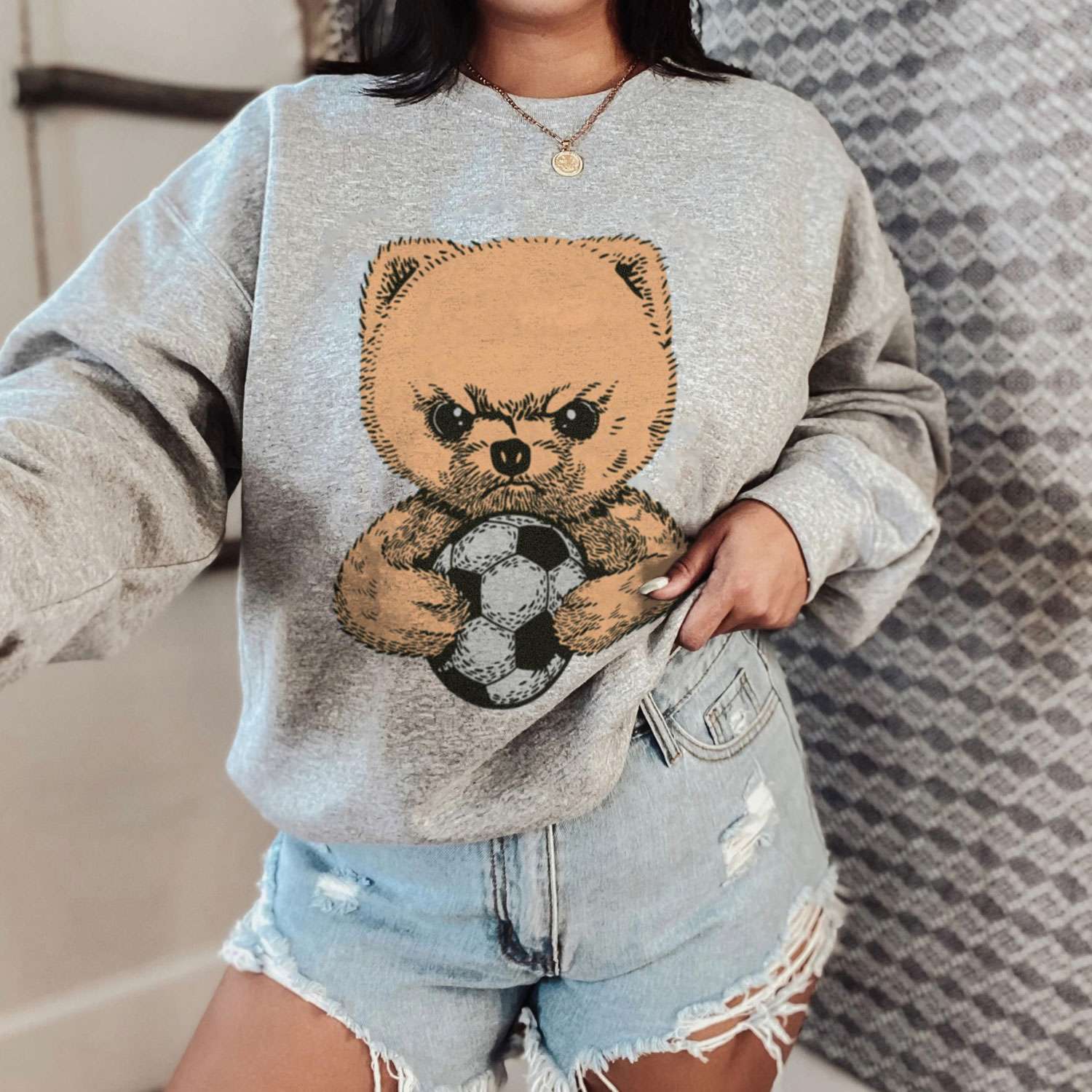 Angry Teddy Bear With Soccer Ball T-shirt
