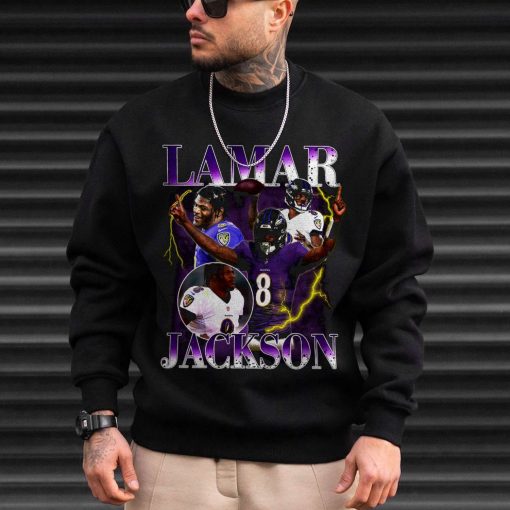 Mockup T Sweatshirt TSBN001 Lamar Jackson Bootleg Style Baltimore Ravens 3