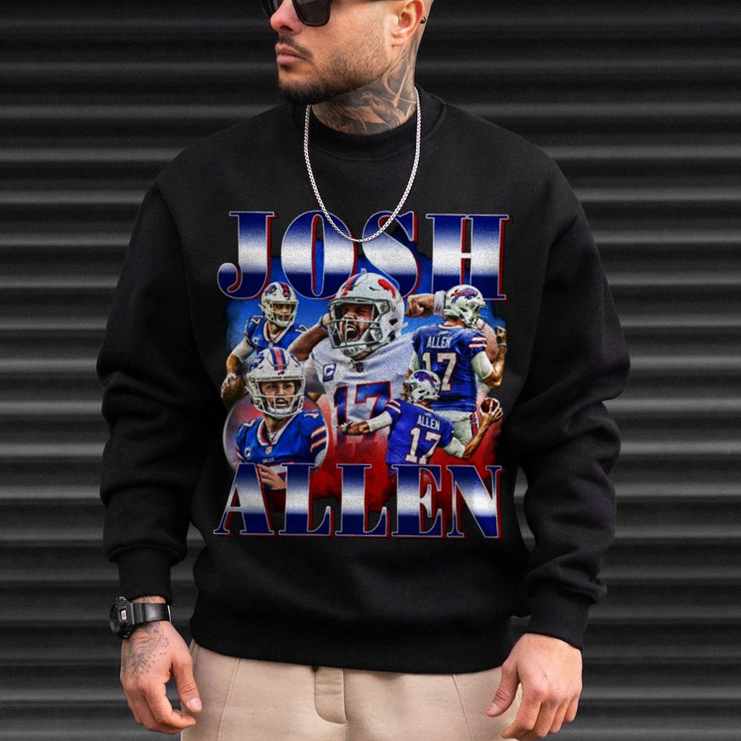 New Champion Buffalo Bills Josh Allen Hoodie Hoody Sweatshirt Black Size  Medium