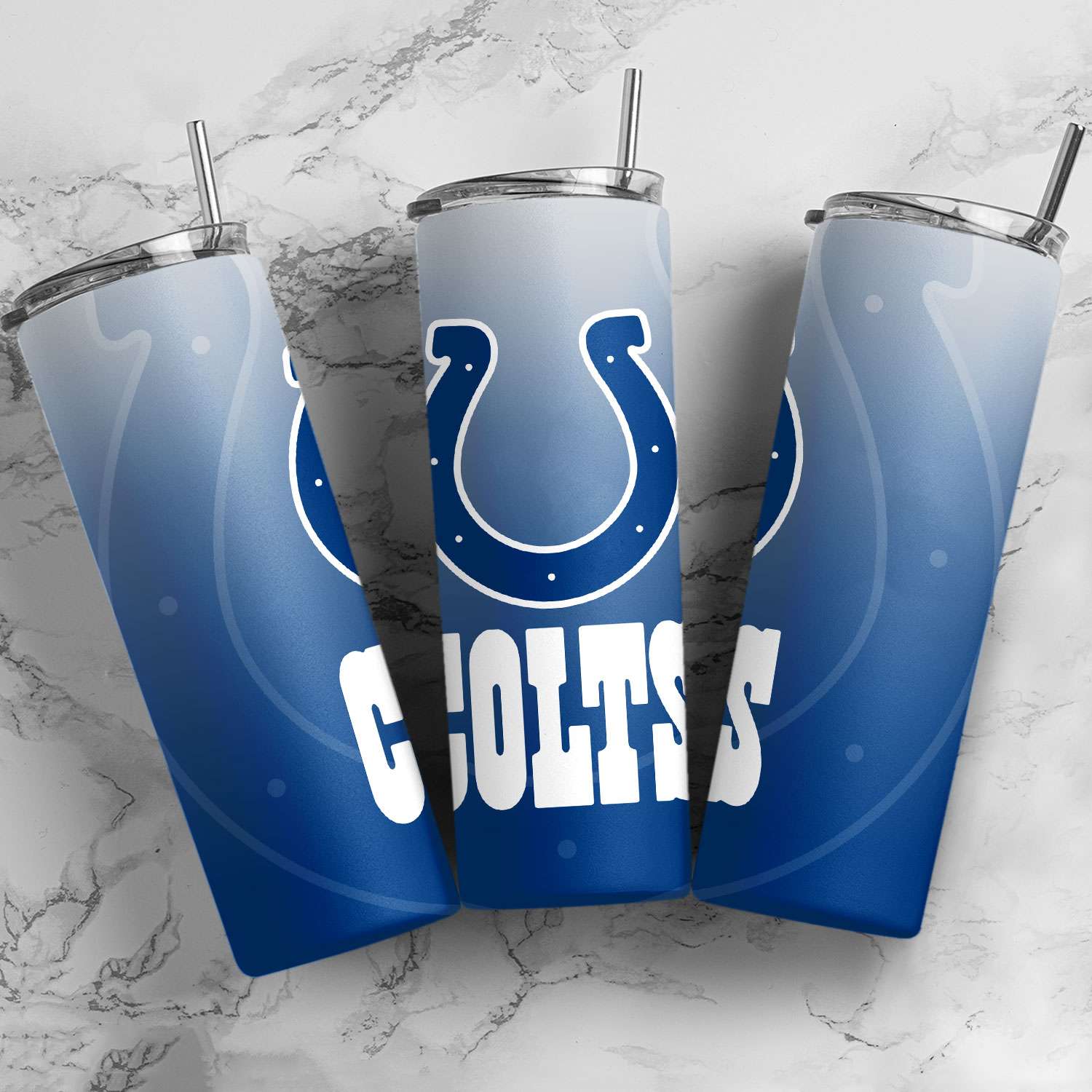 Indianapolis Colts Ombre Straight Skinny Glitter Tumbler