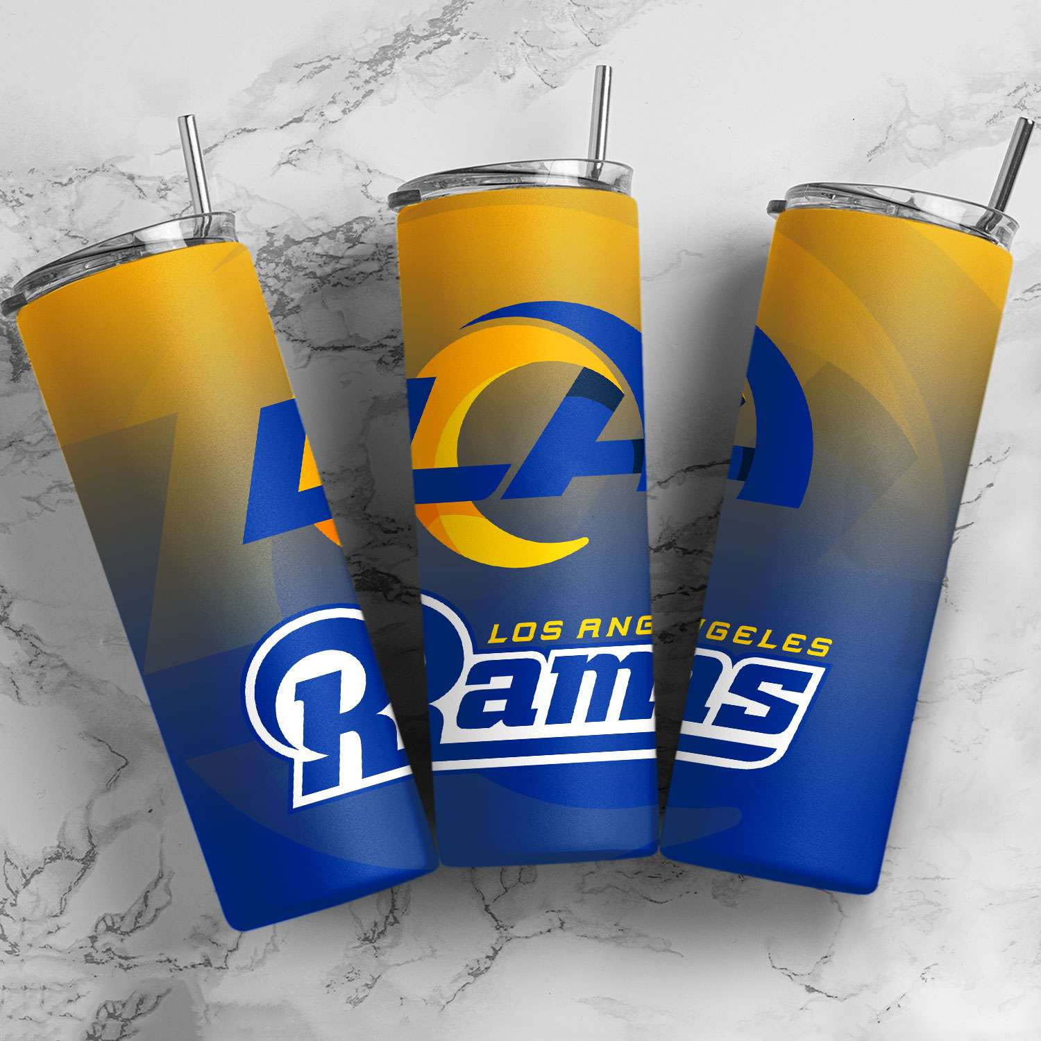 Los Angeles Rams Ombre Straight Skinny Glitter Tumbler