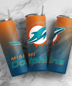 Mockup Tumbler 0 1Side TUMB0220 Miami Dolphins Ombre Straight Skinny Glitter Tumbler
